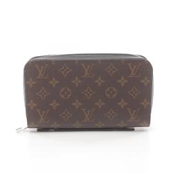 Louis Vuitton Zippy XL Monogram Macassar Round Long Wallet Coated Canvas Leather Men's Brown M61506