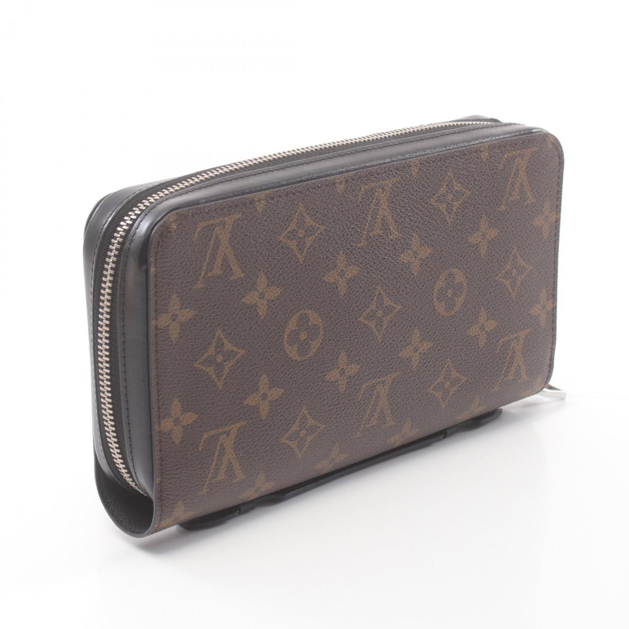 Louis Vuitton Zippy XL Monogram Macassar Round Long Wallet Coated Canvas Leather Men's Brown M61506