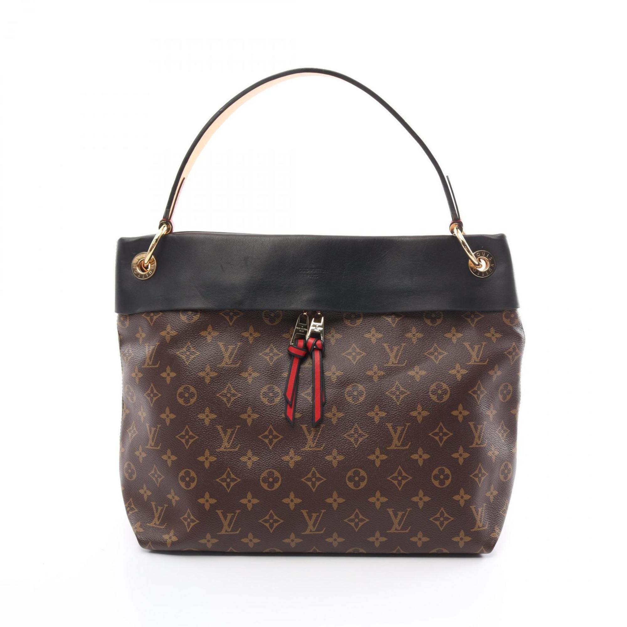 Louis Vuitton Tuileries Hobo Shoulder Bag Coated Canvas Leather Monogram Women's Brown Black M43154