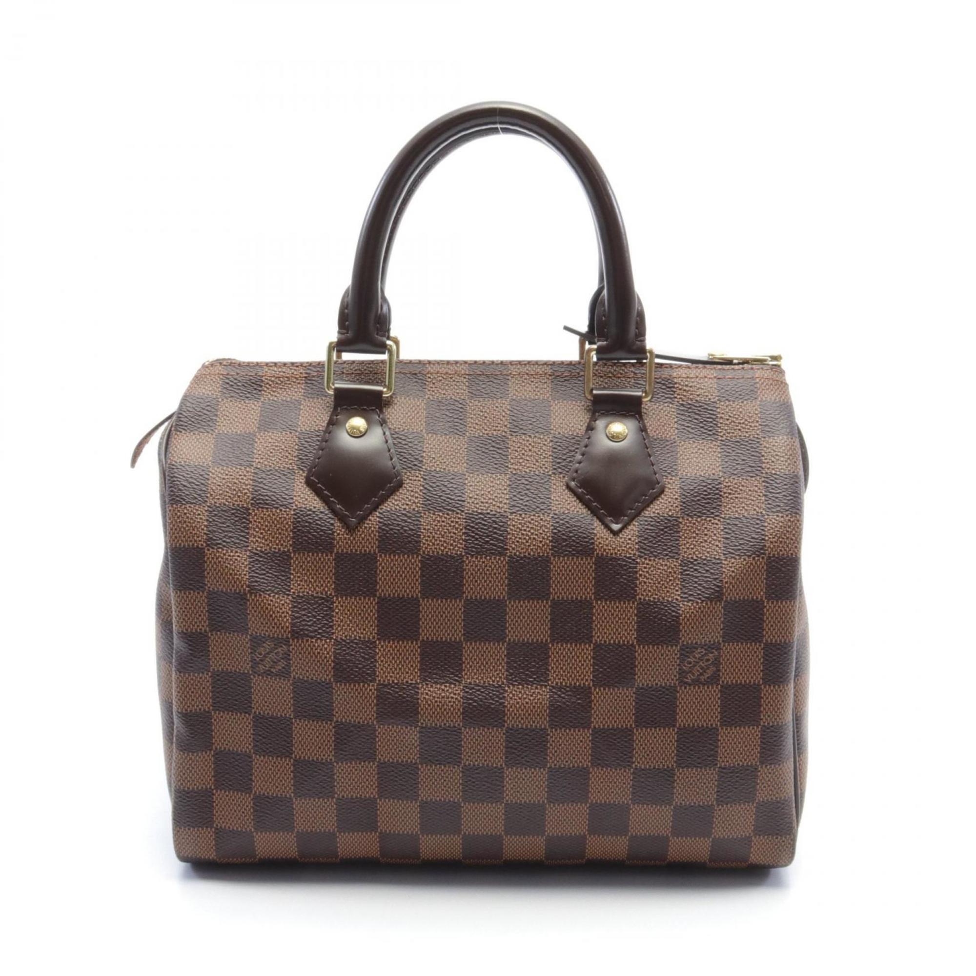 Louis Vuitton Speedy 25 Handbag Bag Coated Canvas Leather Damier Women's Brown N41365