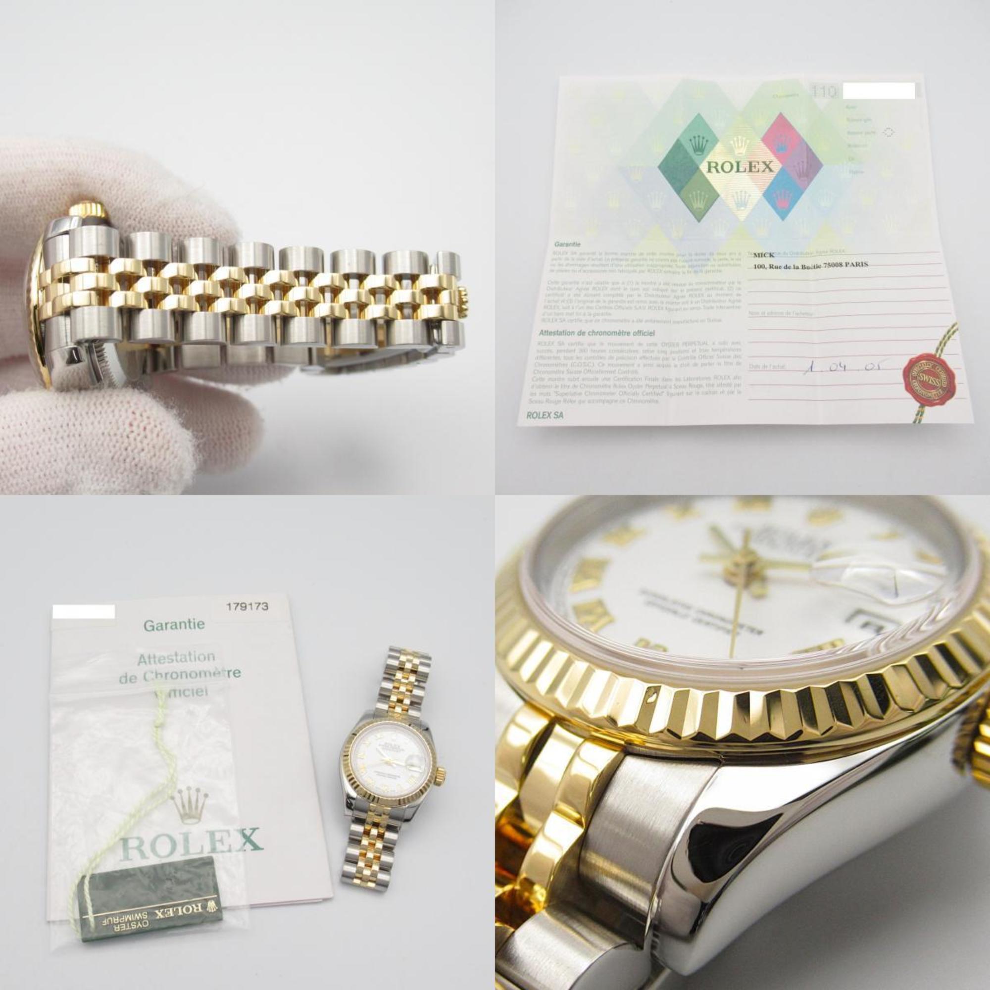 Rolex ROLEX Datejust F Series Wristwatch K18 (Yellow Gold) Stainless Steel Ladies White WH RO 179173