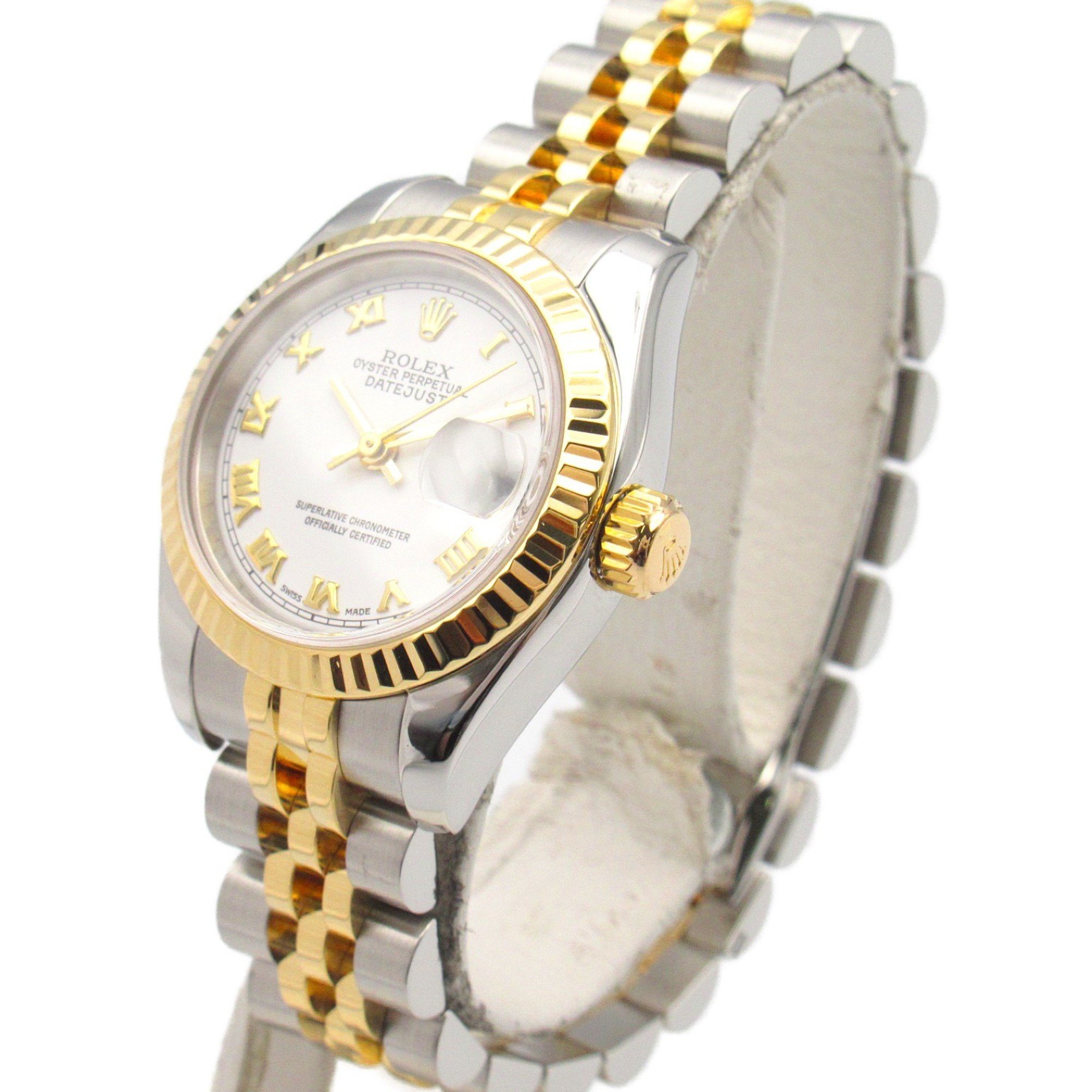 Rolex ROLEX Datejust F Series Wristwatch K18 (Yellow Gold) Stainless Steel Ladies White WH RO 179173