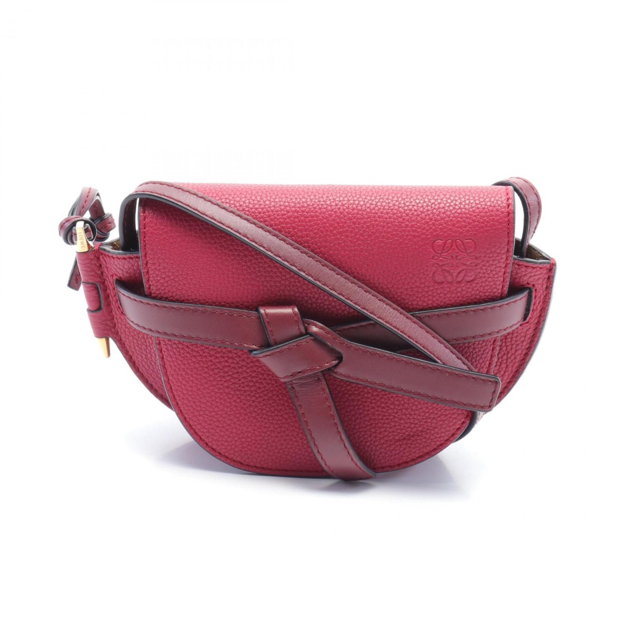 LOEWE Gate Bag Shoulder Leather Women's Red Bordeaux 321.12.U62