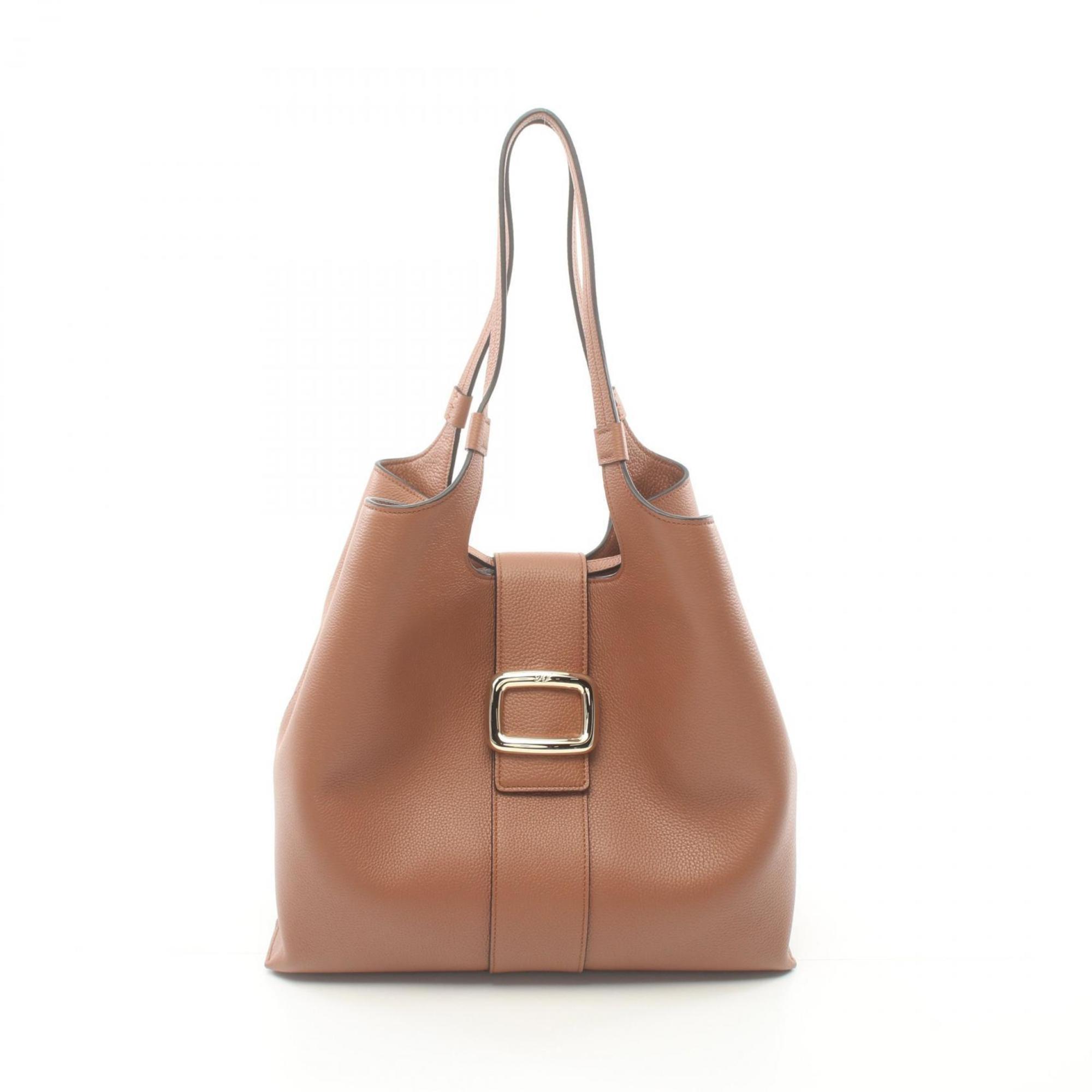 Roger Vivier Viv Shock Tote Bag Leather Women's Brown RBWAOGA0300QV7S018