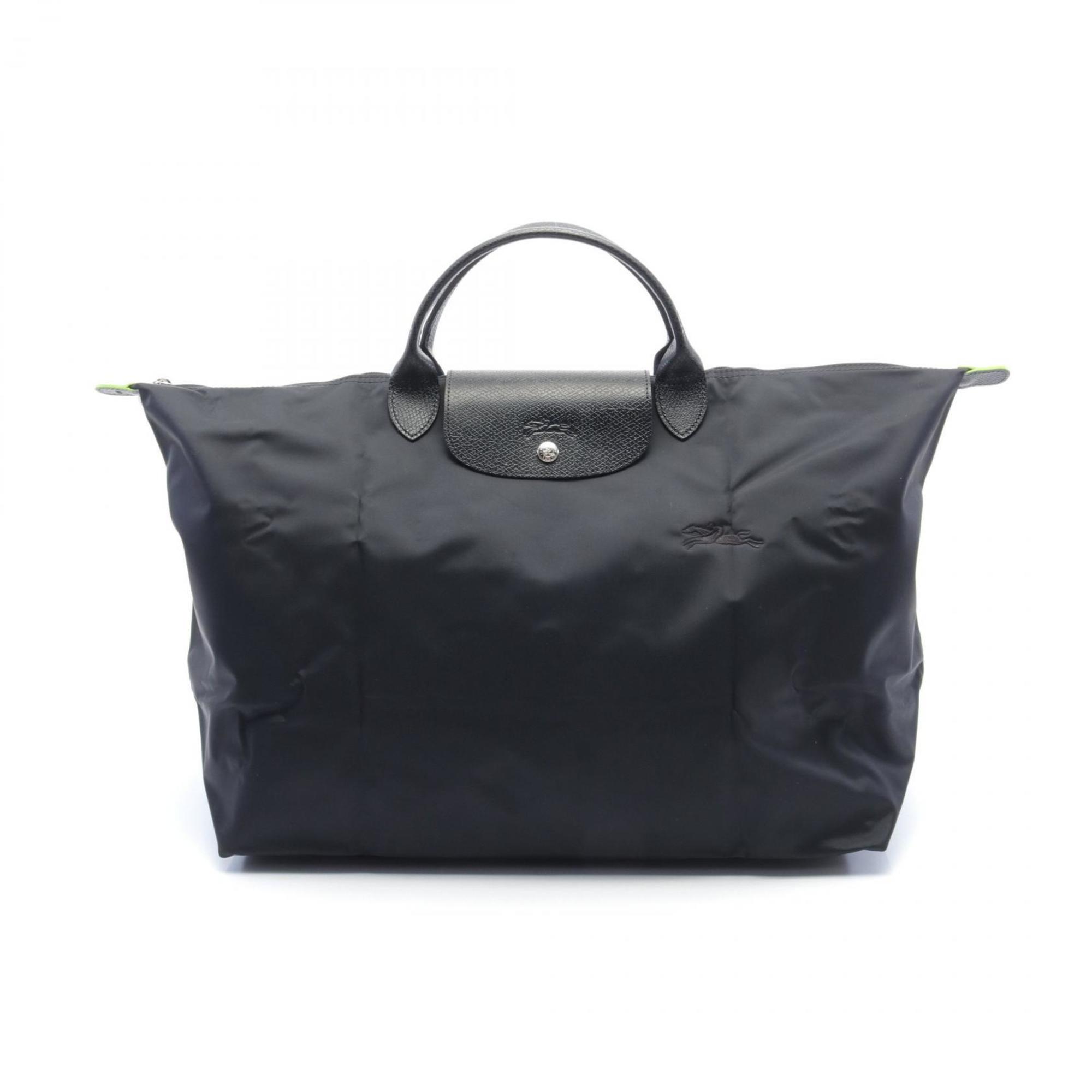 Longchamp Le Pliage Green S Tote Bag Nylon Leather Women's Black L1624919001