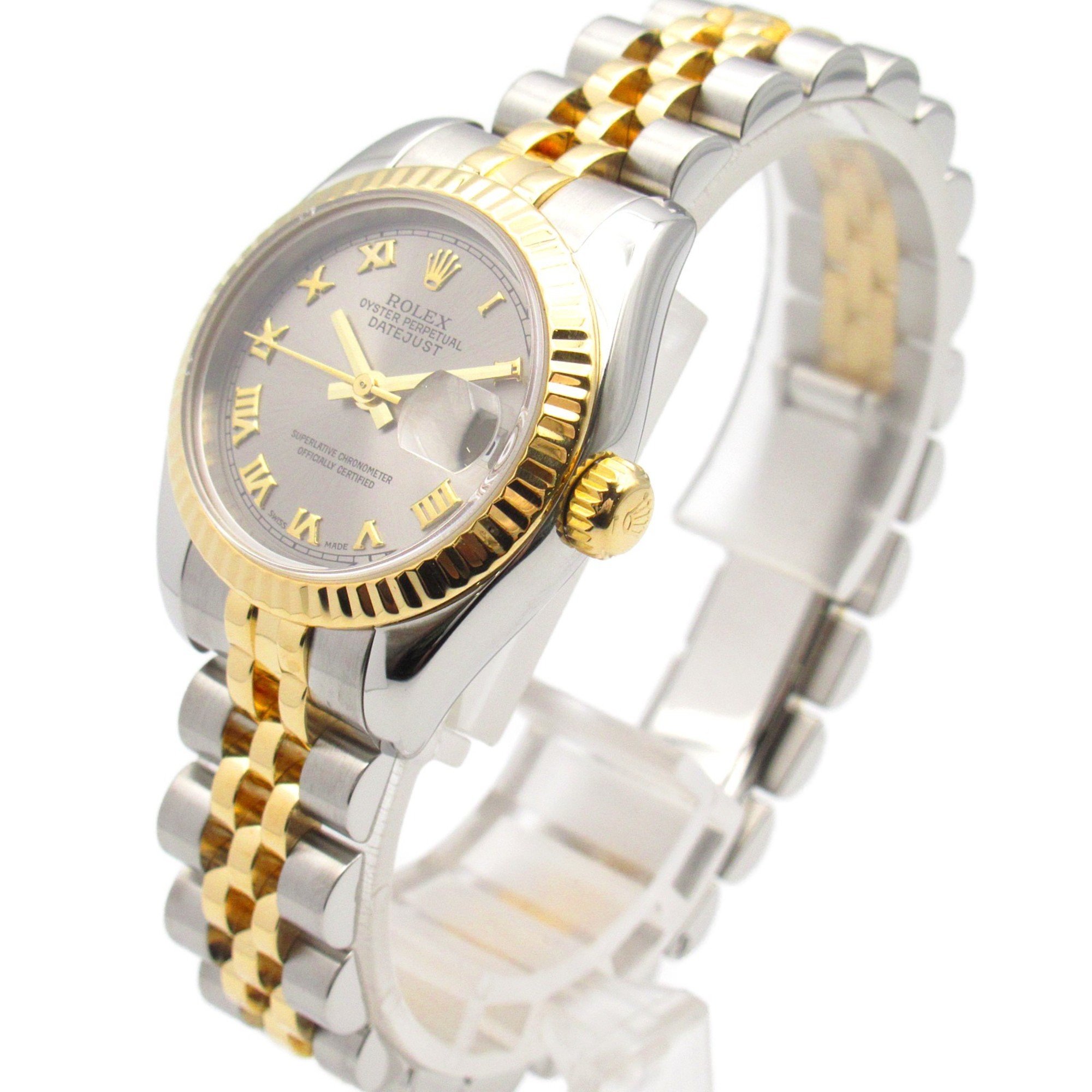 Rolex ROLEX Datejust D watch, K18 (yellow gold), stainless steel, ladies, grey, RO 179173