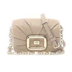 Roger Vivier Viv Shock Shoulder Bag, Leather, Women's, Beige, RBWAOGJ0100YDRC415