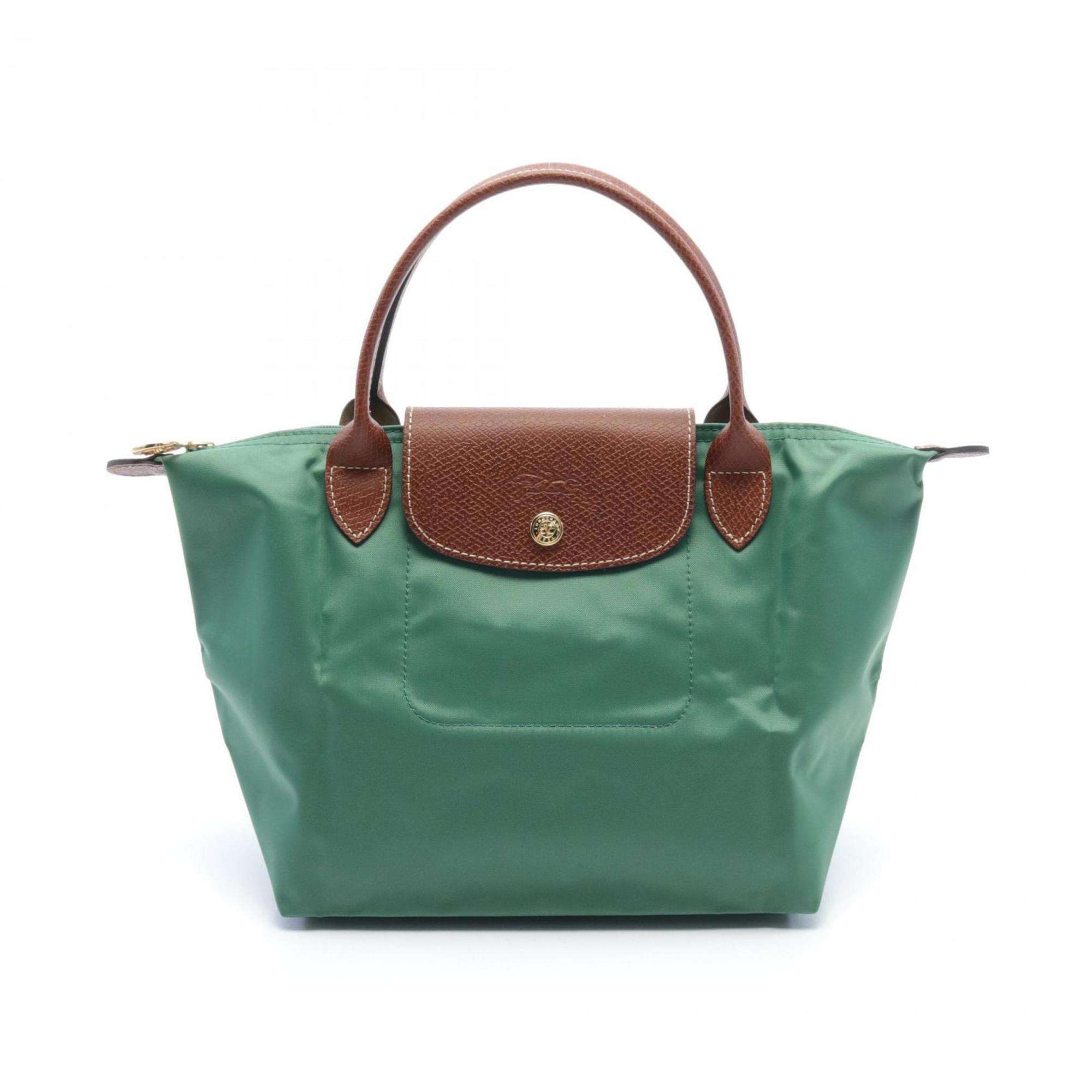 Longchamp Le Pliage Original S Handbag Bag Nylon Leather Women's Green Brown L1621089P84