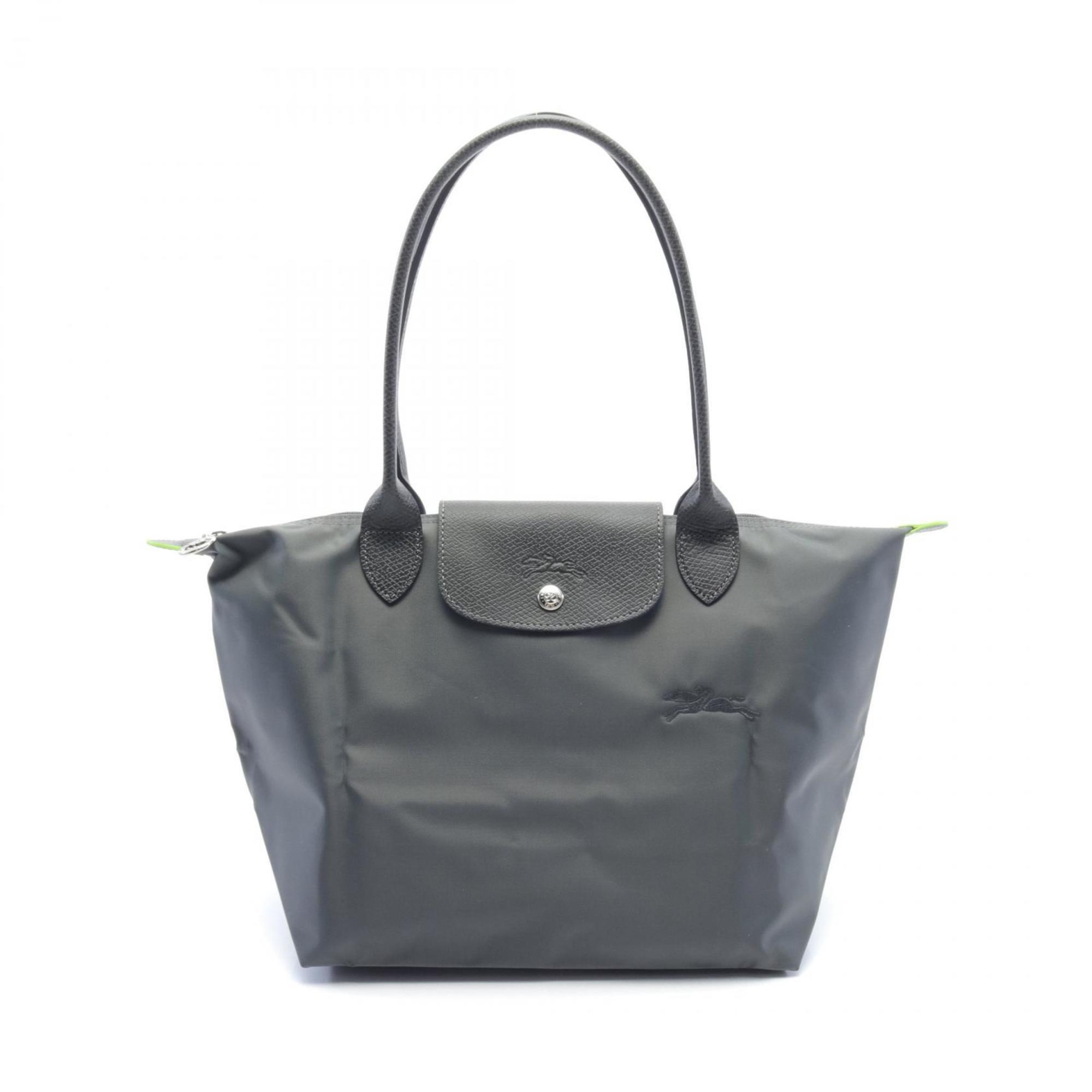 Longchamp Le Pliage Green M Tote Bag Nylon Leather Women's Gray L2605919P66