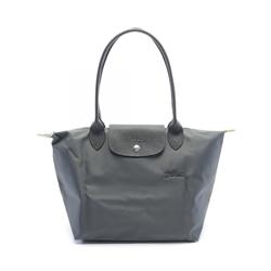 Longchamp Le Pliage Green M Tote Bag Nylon Leather Women's Gray L2605919P66