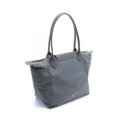 Longchamp Le Pliage Green M Tote Bag Nylon Leather Women's Gray L2605919P66