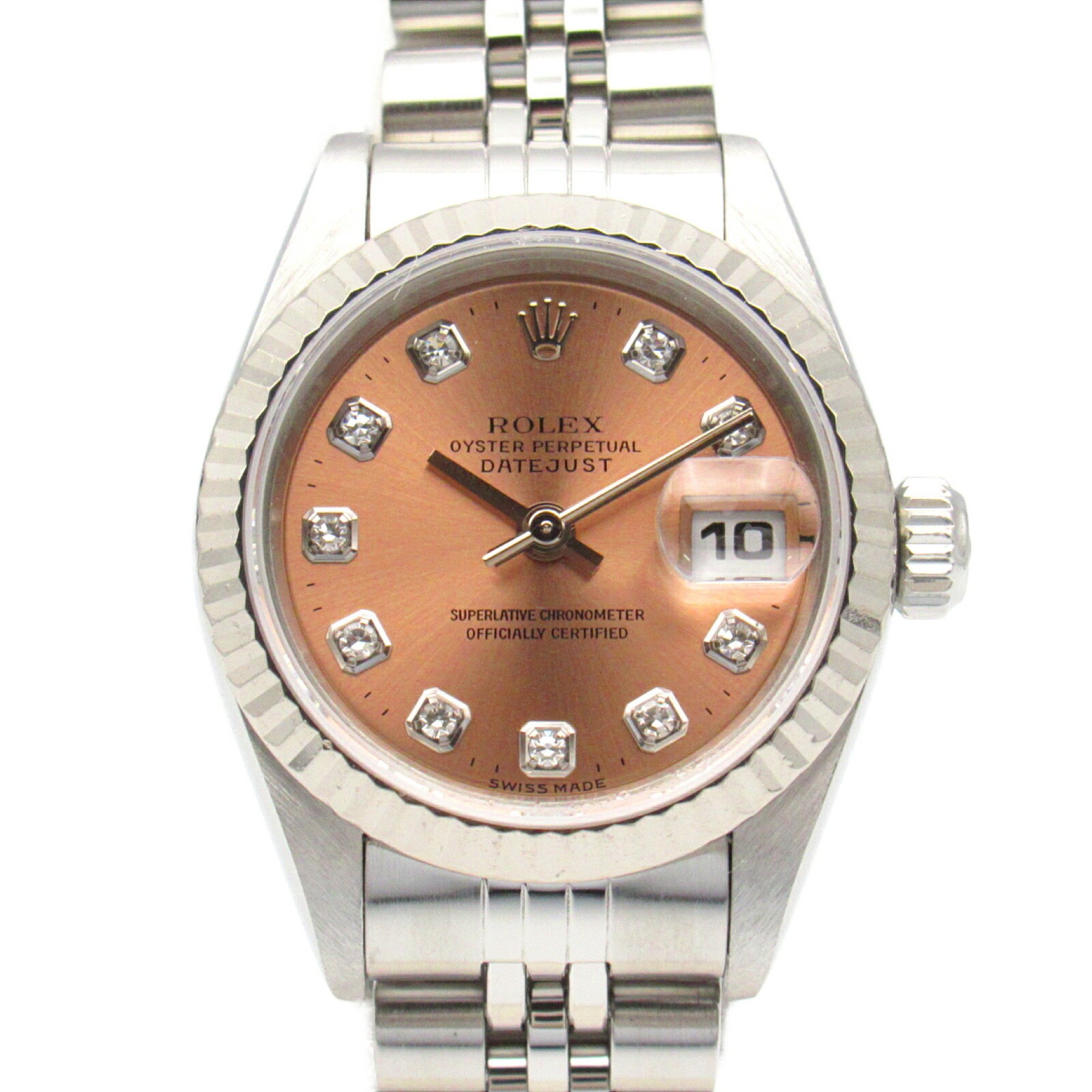 Rolex ROLEX Datejust 10P Diamond U-number Wristwatch K18WG (White Gold) Stainless Steel Ladies Pink NP 69174G