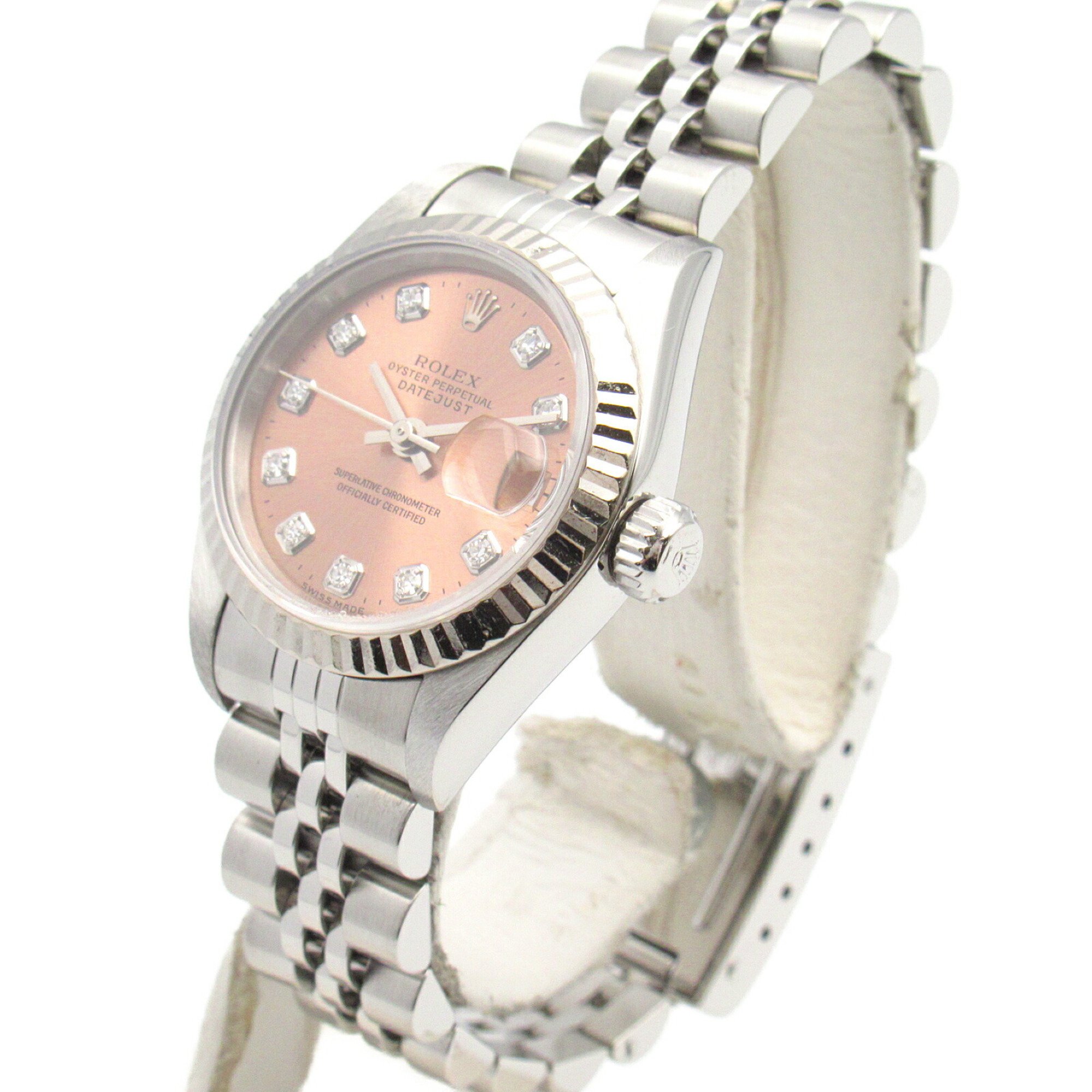 Rolex ROLEX Datejust 10P Diamond U-number Wristwatch K18WG (White Gold) Stainless Steel Ladies Pink NP 69174G