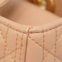 Christian Dior Handbag Cannage Lady Leather Pink Beige Champagne Women's