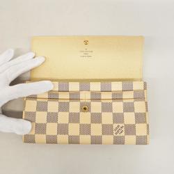 Louis Vuitton Long Wallet Damier Azur Portefeuille Sarah N61735 White Ladies