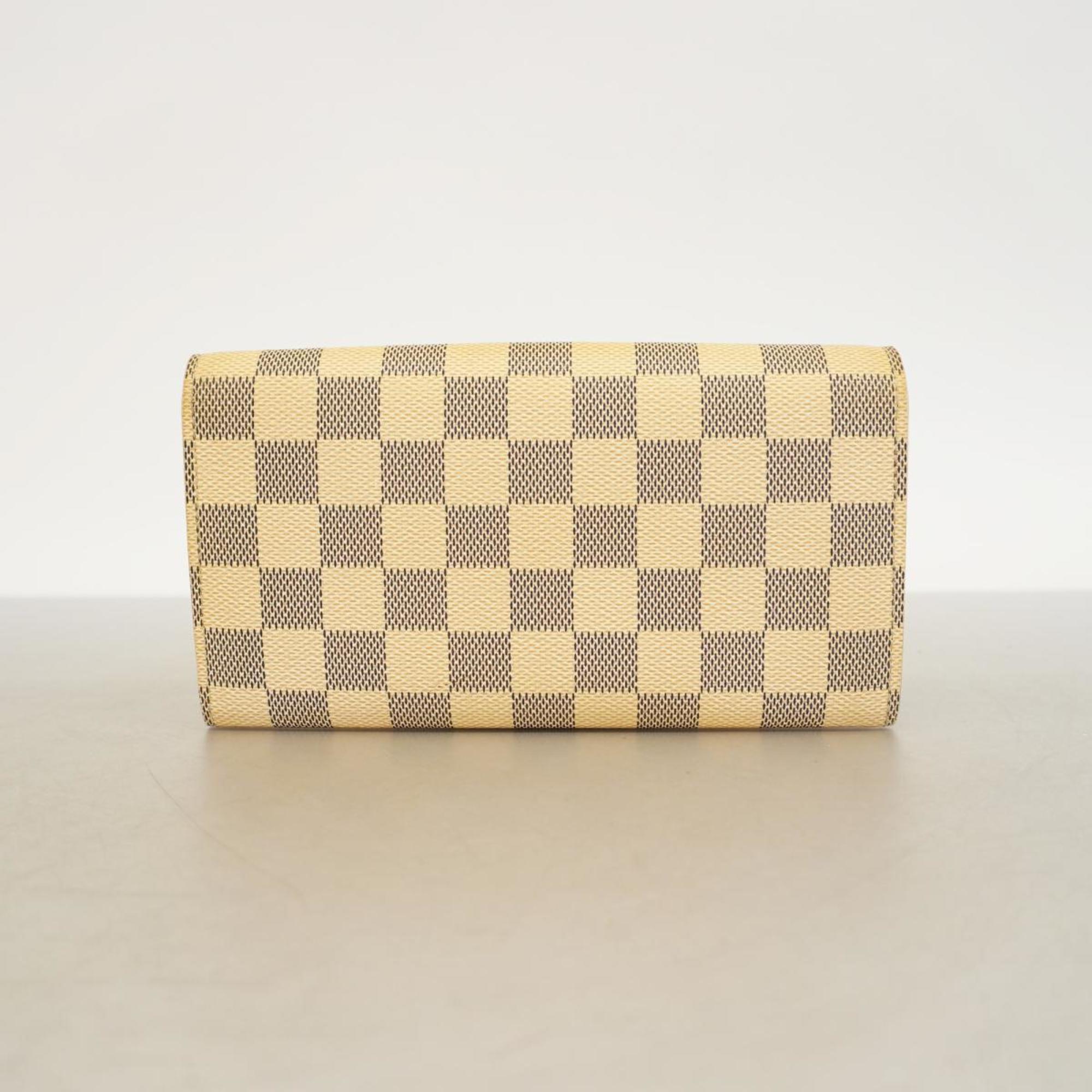 Louis Vuitton Long Wallet Damier Azur Portefeuille Sarah N61735 White Ladies