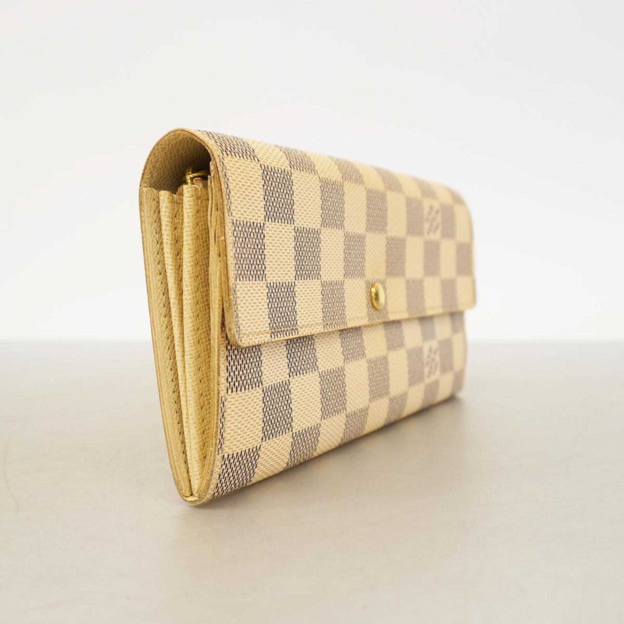 Louis Vuitton Long Wallet Damier Azur Portefeuille Sarah N61735 White Ladies