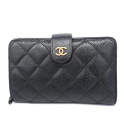 Chanel Wallet Matelasse Caviar Skin Black Women's