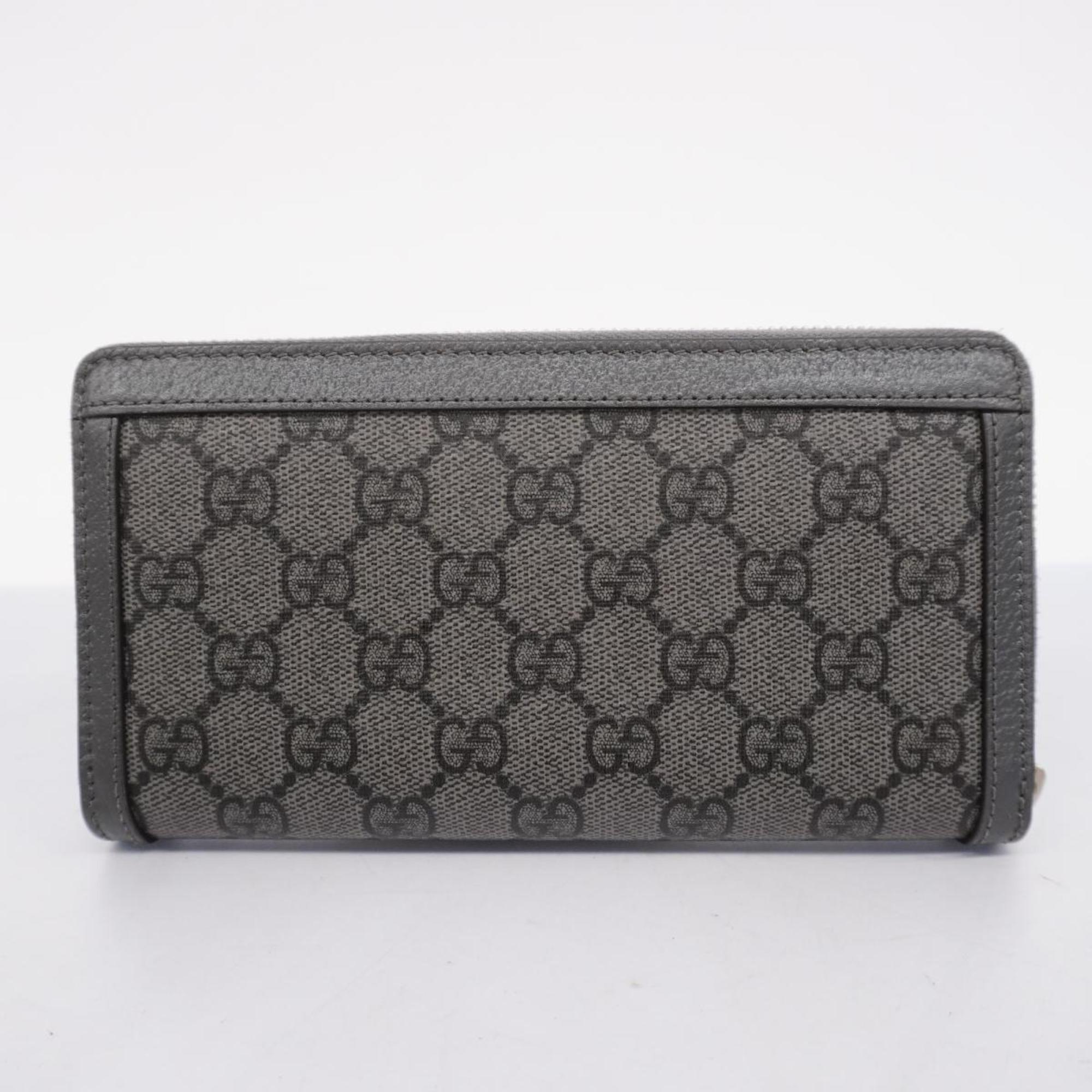 Gucci Long Wallet GG Supreme 706844 Grey Men's