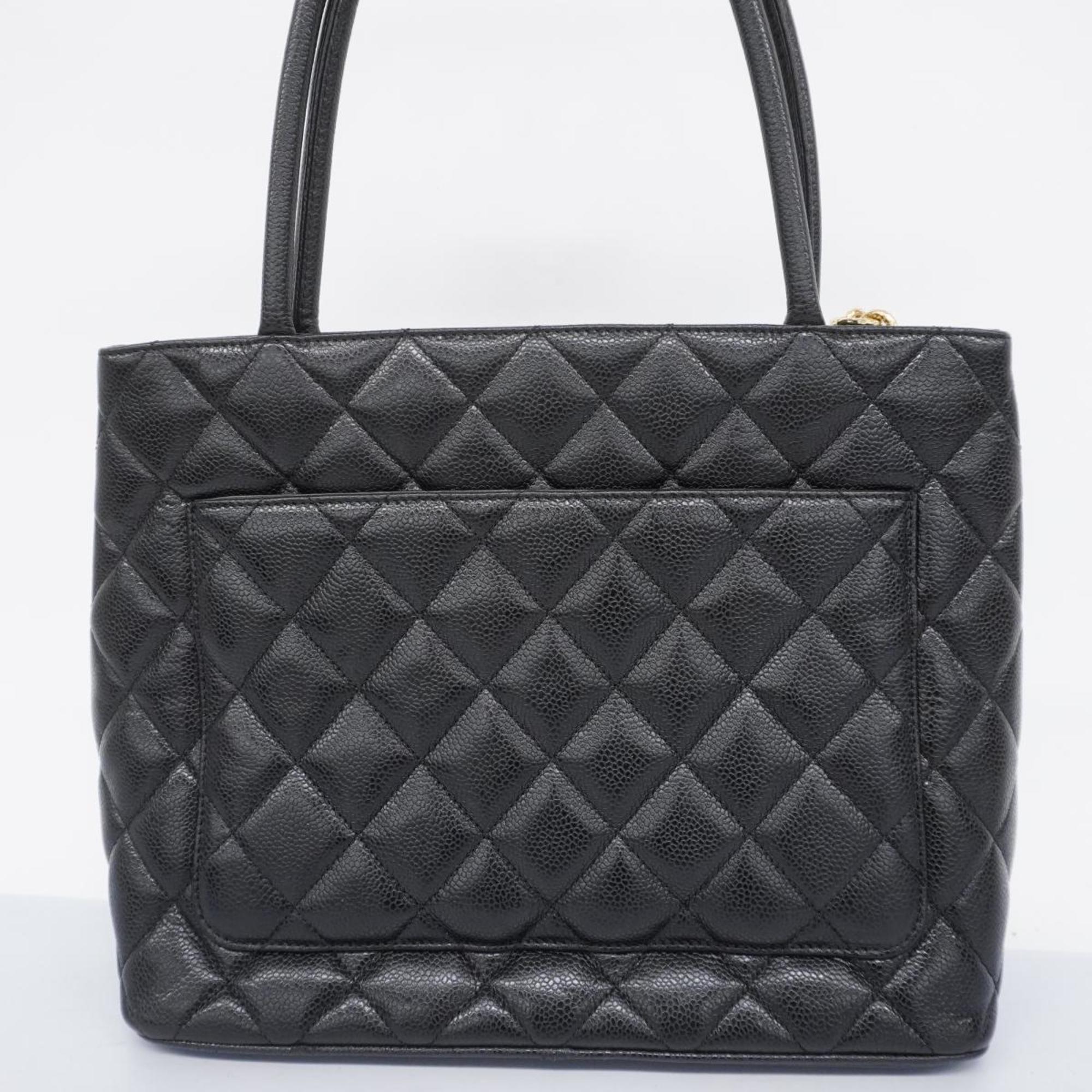 Chanel Tote Bag Reproduction Caviar Skin Black Women's