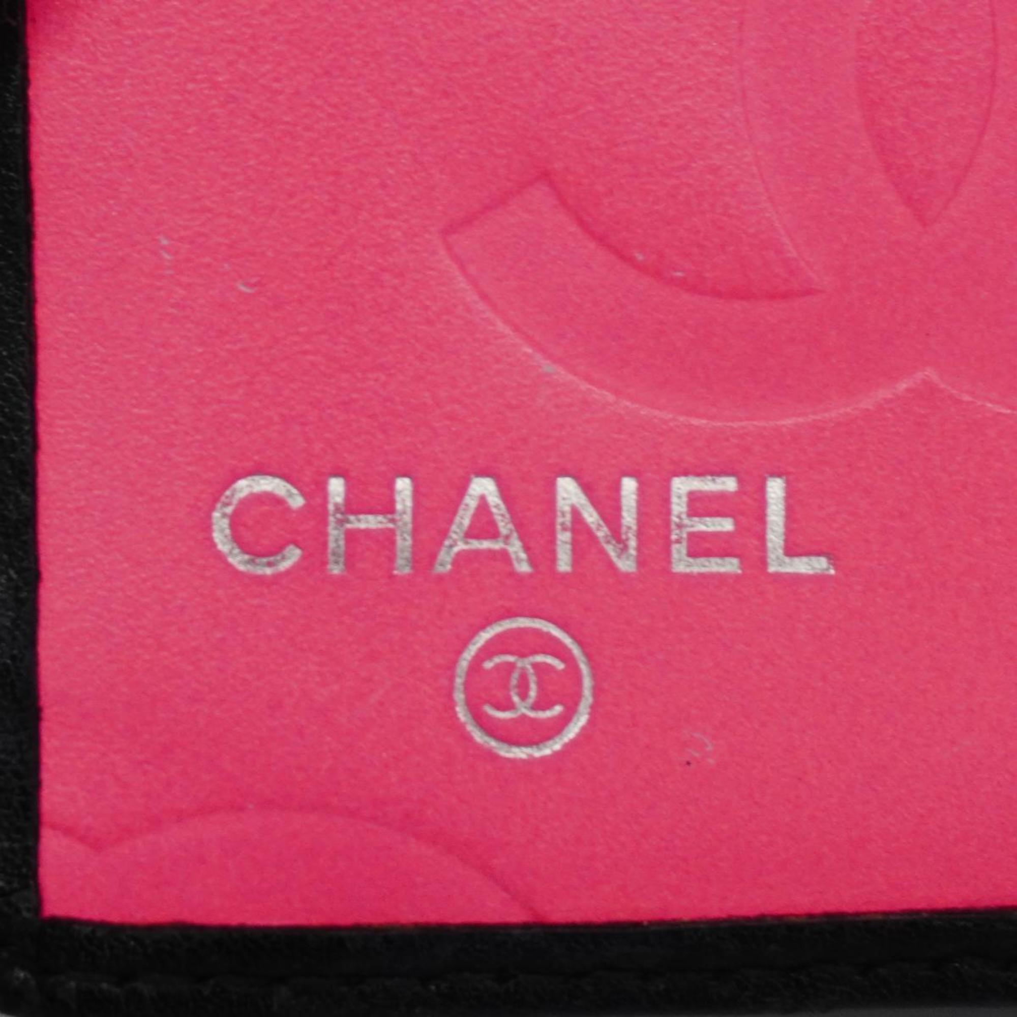 Chanel Long Wallet Cambon Lambskin Patent Leather Black Women's