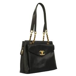 Chanel Shoulder Bag Chain Caviar Skin Black Women's