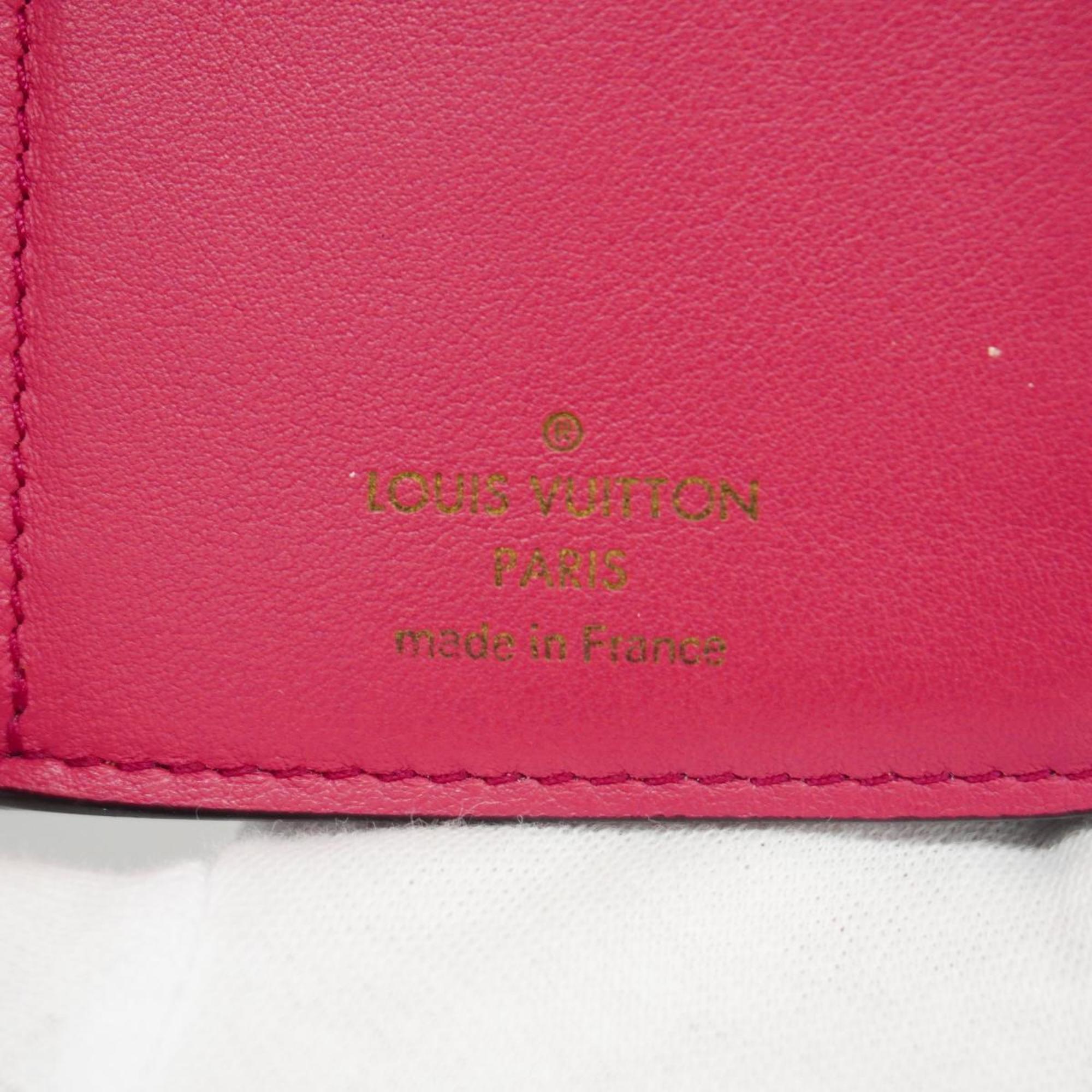 Louis Vuitton Tri-fold Wallet Taurillon Portefeuille Capucines M62157 Noir Hot Pink Women's