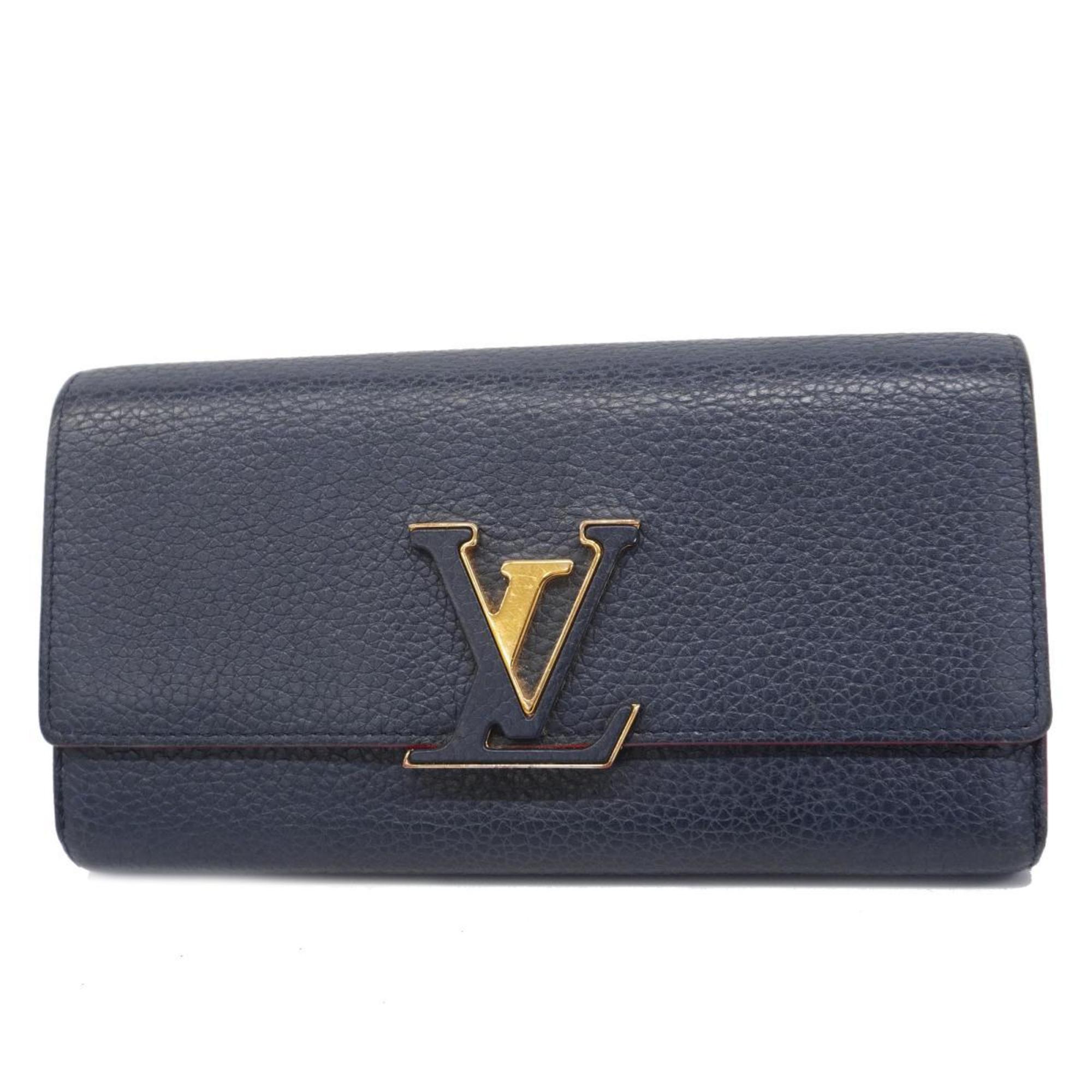 Louis Vuitton Long Wallet Portefeuille Capucines M63739 Marine Rouge Ladies