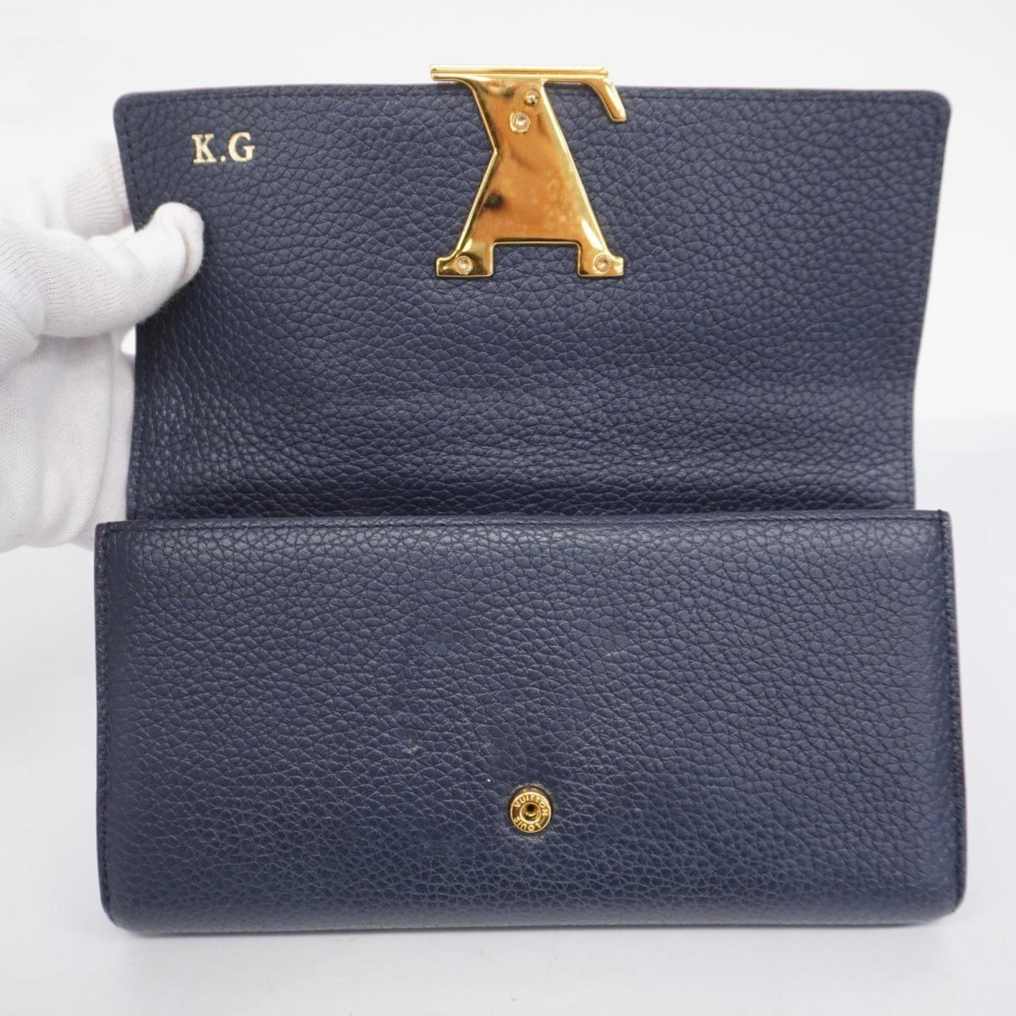 Louis Vuitton Long Wallet Portefeuille Capucines M63739 Marine Rouge Ladies