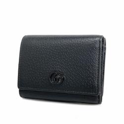 Gucci Tri-fold Wallet GG Marmont 722732 2067 Leather Black Men's Women's