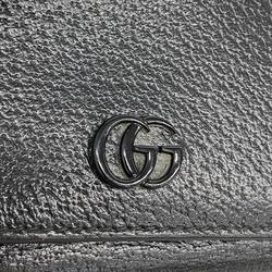 Gucci Tri-fold Wallet GG Marmont 722732 2067 Leather Black Men's Women's