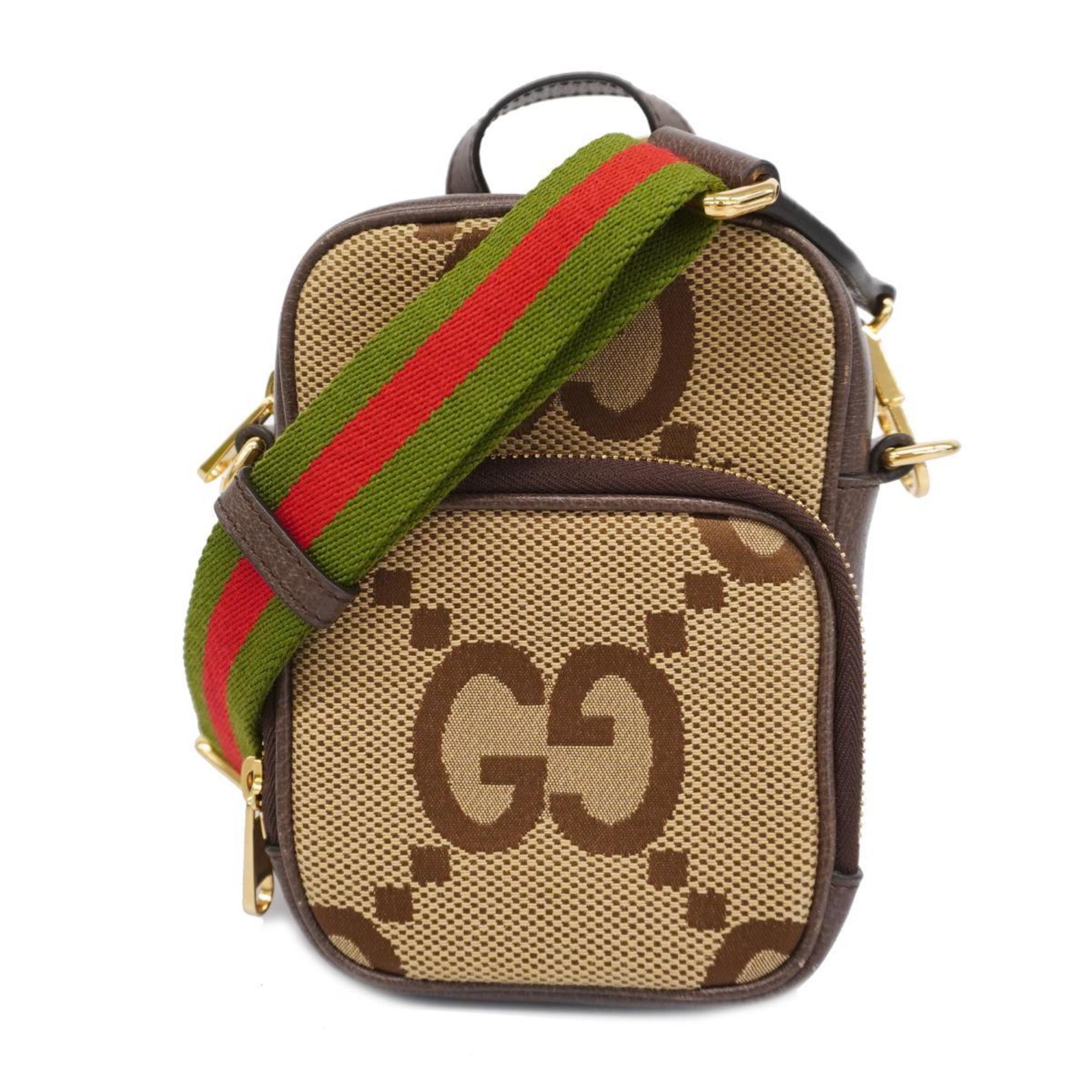 Gucci Shoulder Bag Jumbo GG 696072 Canvas Brown Women's