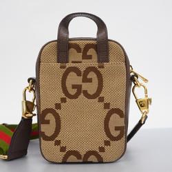 Gucci Shoulder Bag Jumbo GG 696072 Canvas Brown Women's