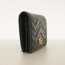 Gucci Wallet GG Marmont 466492 493075 Leather Black Women's