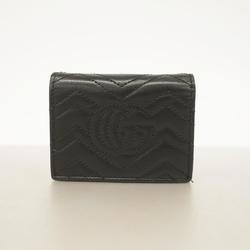 Gucci Wallet GG Marmont 466492 493075 Leather Black Women's