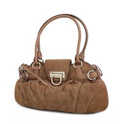 Salvatore Ferragamo Handbag Gancini Suede Brown Women's