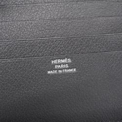 Hermes Wallet H Series Compact W Engraved Evercolor Black Men's