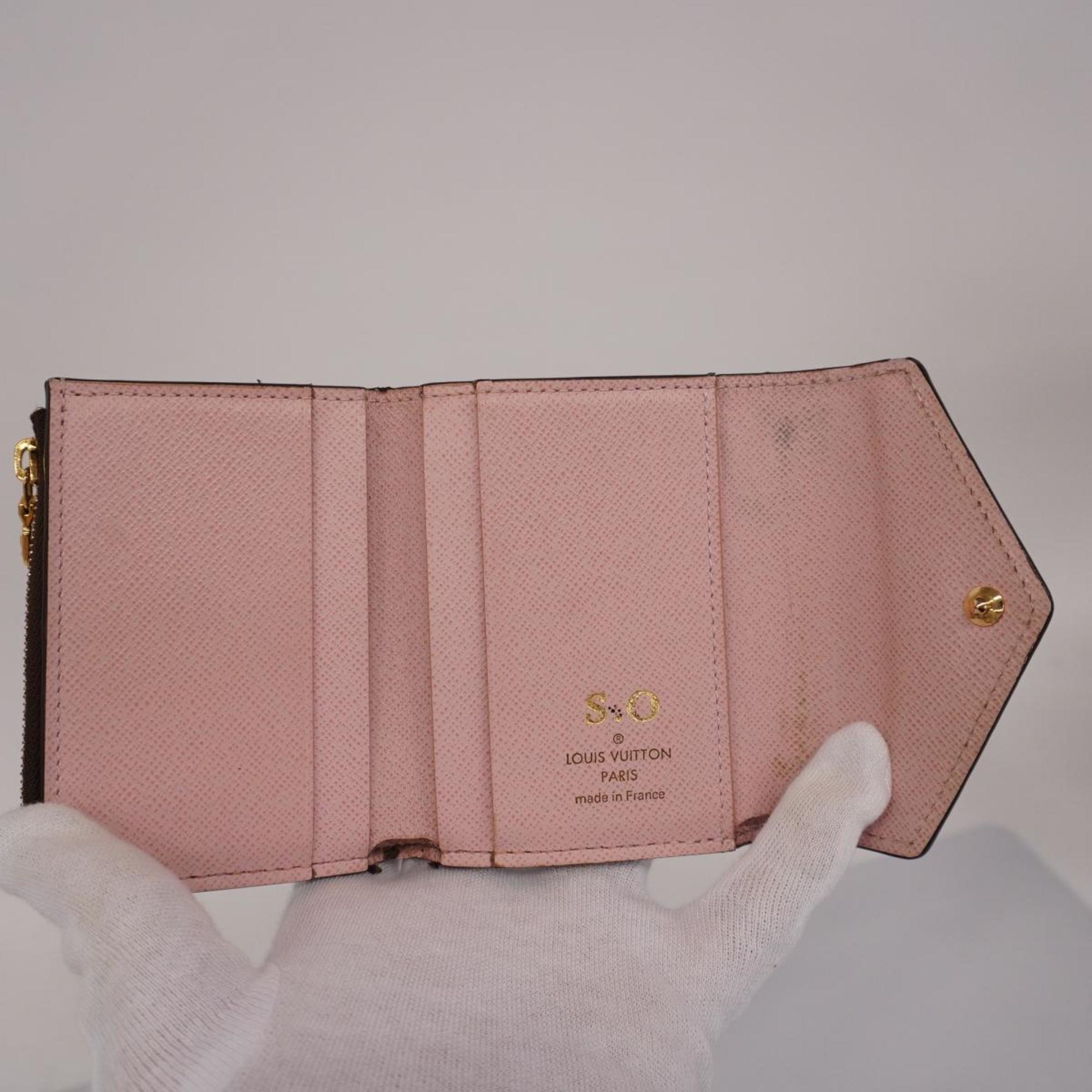 Louis Vuitton Tri-fold Wallet Monogram Portefeuille Zoe M62933 Rose Ballerine Ladies