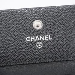 Chanel Tri-fold Wallet Boy Caviar Skin Black Women's