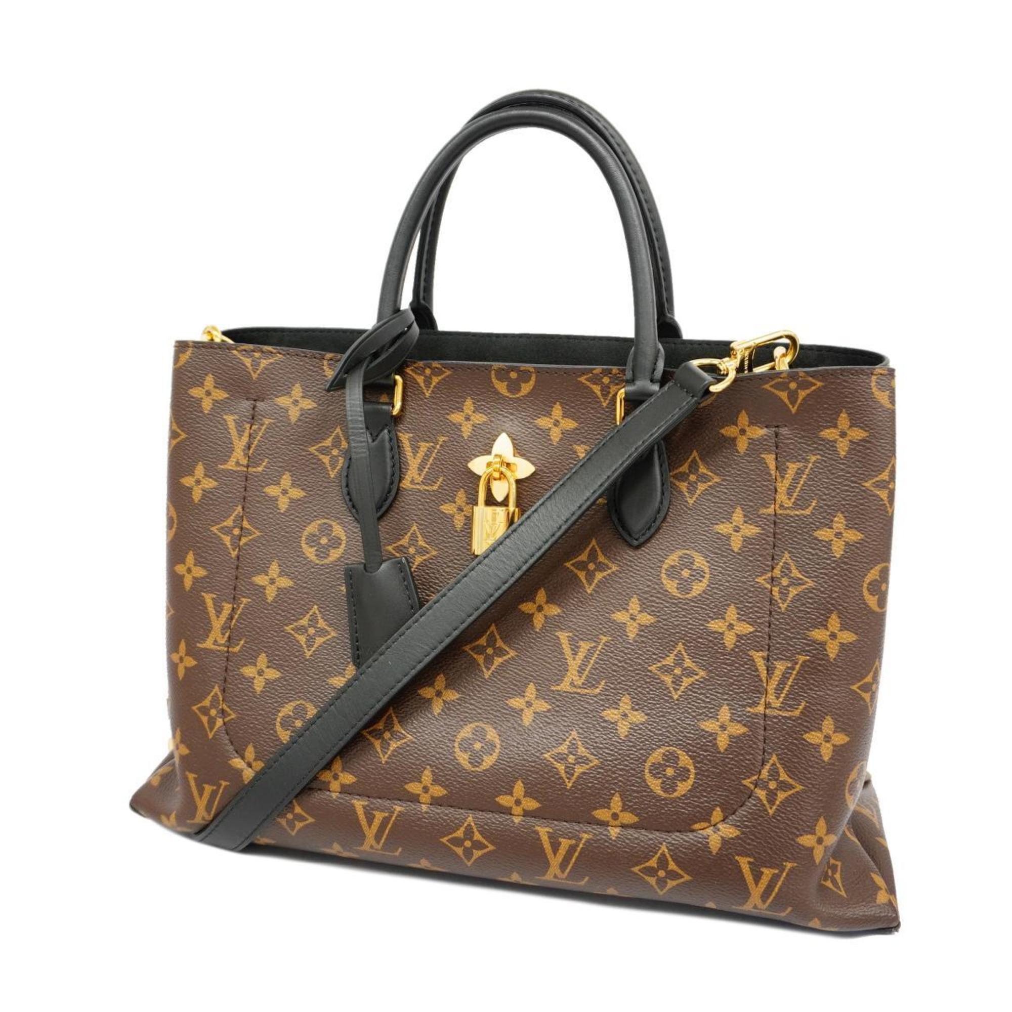 Louis Vuitton Handbag Monogram Flower Tote M43550 Brown Black Ladies