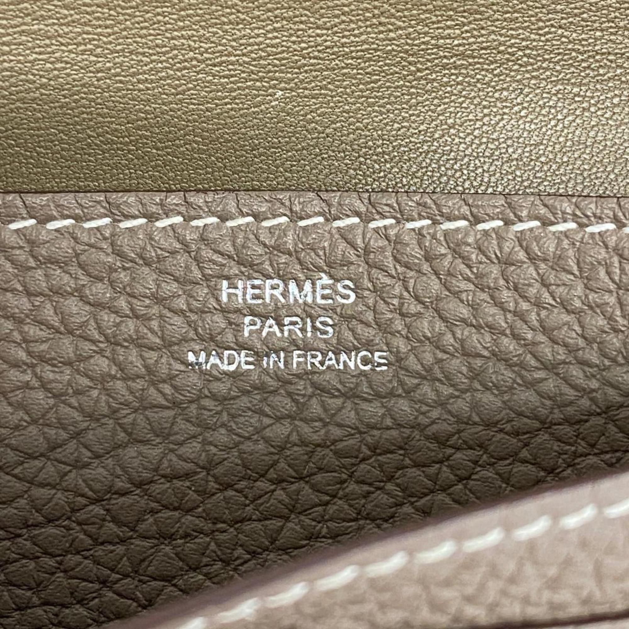 Hermes Long Wallet Dogon D Stamp Taurillon Clemence Etoupe Men's Women's