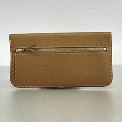 Hermes Long Wallet Dogon D Stamp Taurillon Clemence Etoupe Men's Women's