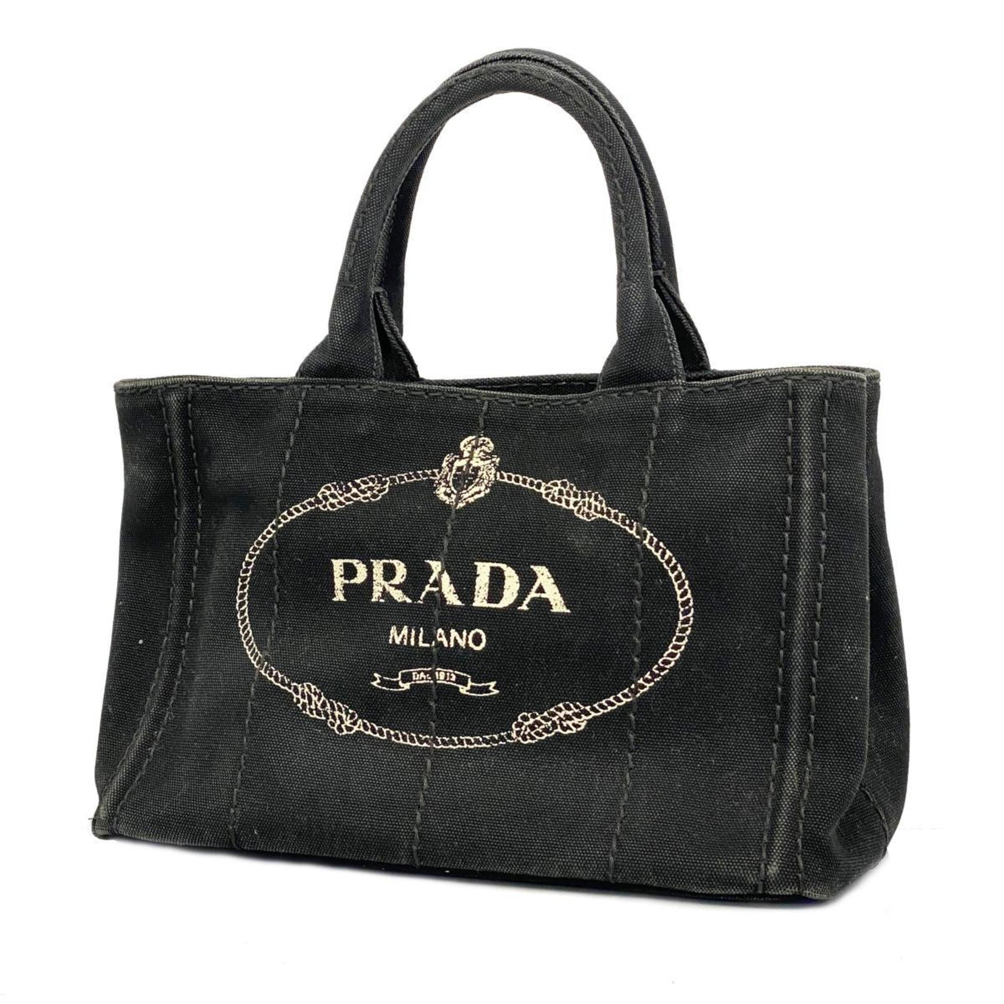 Prada Tote Bag Canapa Canvas Black Women's