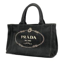 Prada Tote Bag Canapa Canvas Black Women's