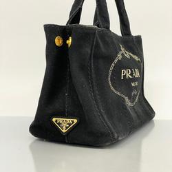 Prada Tote Bag Canapa Canvas Black Women's