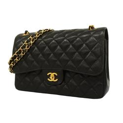 Chanel Shoulder Bag Matelasse W Flap Chain Caviar Skin Black Women's