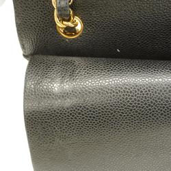 Chanel Shoulder Bag Matelasse W Flap Chain Caviar Skin Black Women's