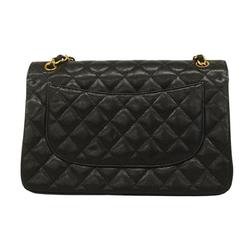 Chanel Shoulder Bag Matelasse W Flap Chain Caviar Skin Black Women's