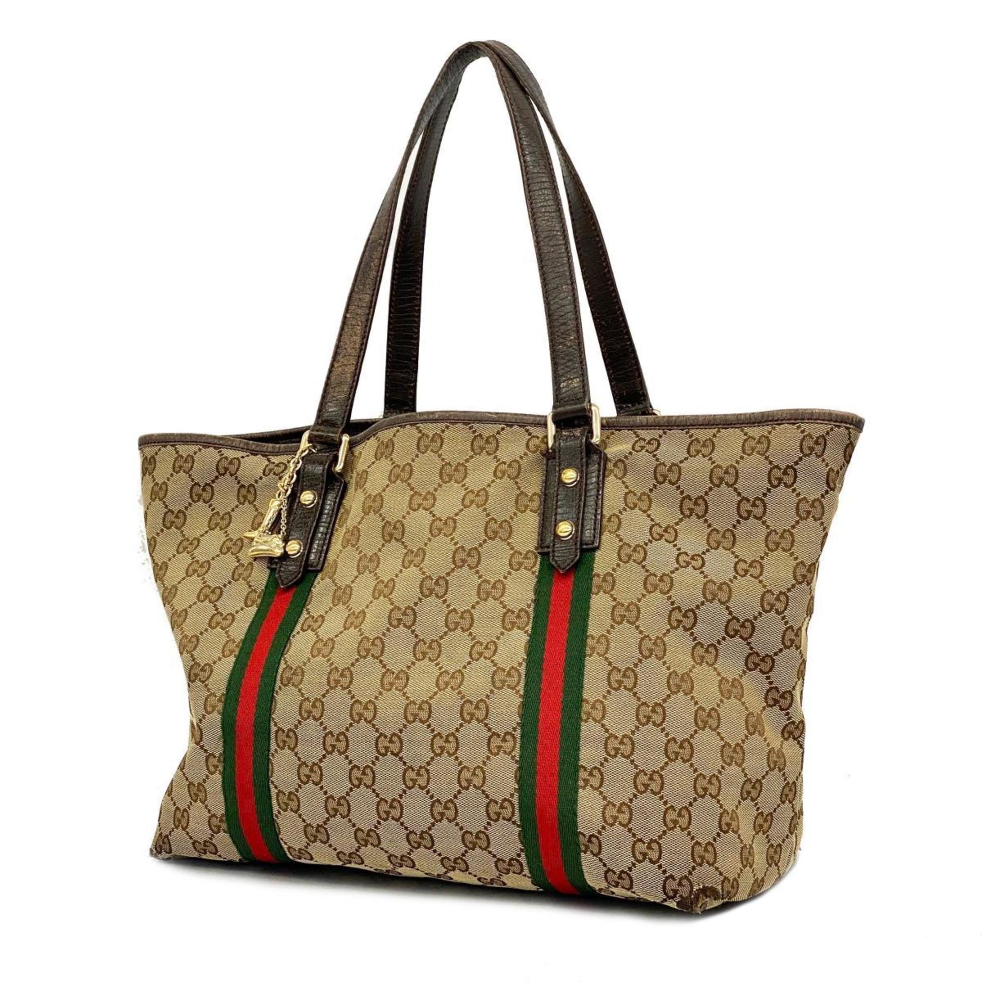 Gucci Tote Bag GG Canvas Sherry Line 139260 Brown Women's