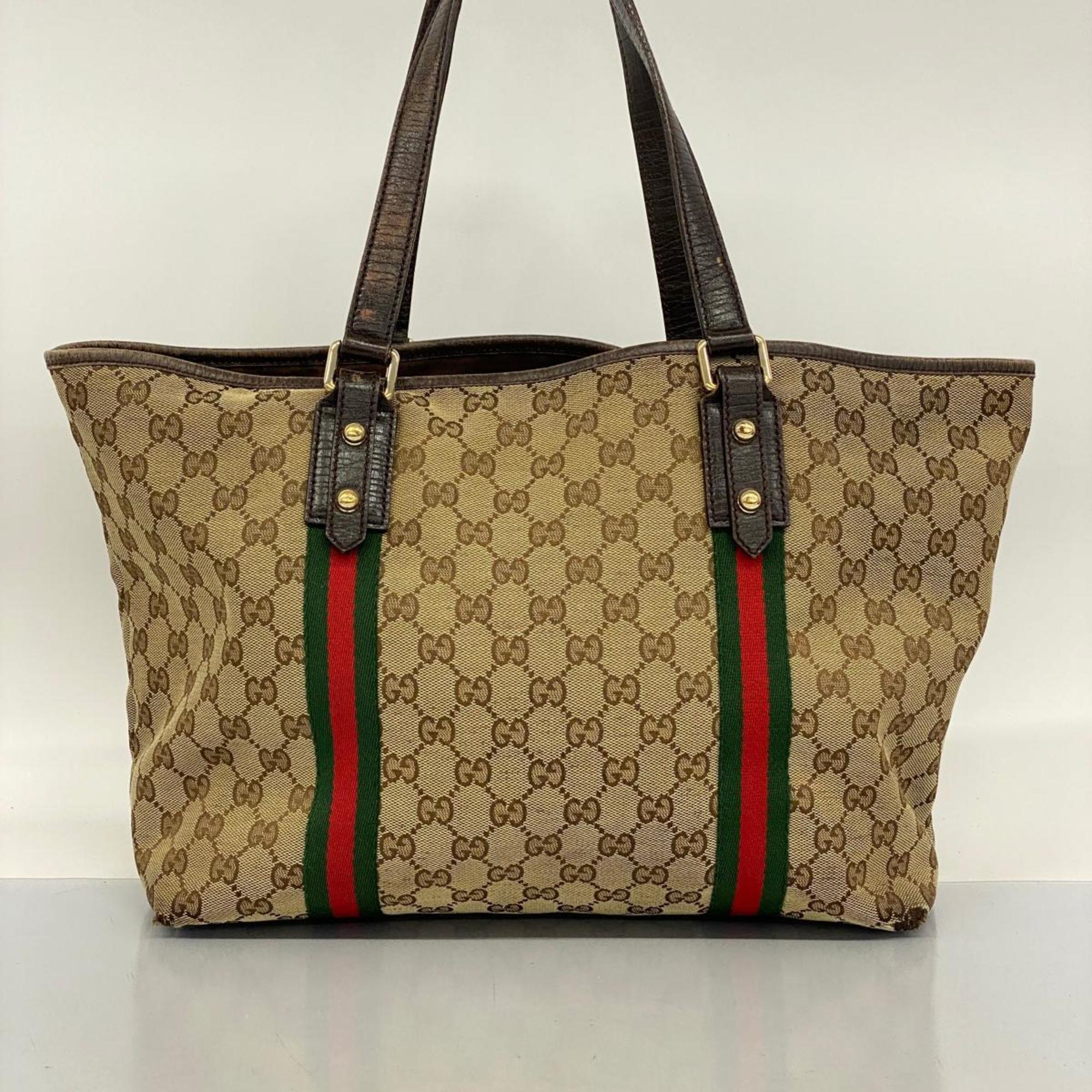 Gucci Tote Bag GG Canvas Sherry Line 139260 Brown Women's